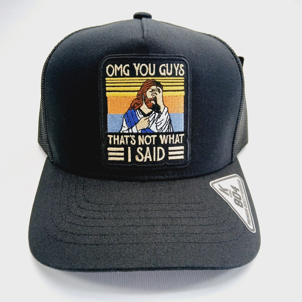 Black Kamel High Profile Jesus Graphic Patch Mesh Snapback Trucker Hat Cap
